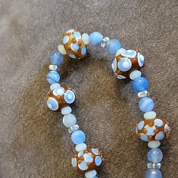 HANDMADE Agate Quartz Lampwork Beaded Artsy Opera Necklace - Picture 4 of 7